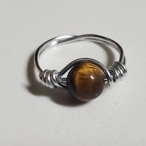 Tiger Eye Handmade silver ring size 7